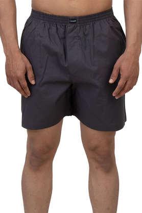 solid cotton regular fit men's boxers - dark grey
