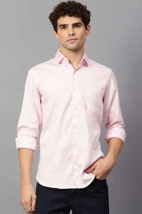 solid cotton regular fit men's casual shirt - pink