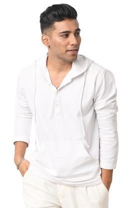 solid cotton regular fit men's casual shirt - white