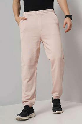 solid cotton regular fit men's casual trouser - pink