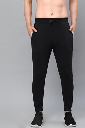 solid cotton regular fit men's jogger - black