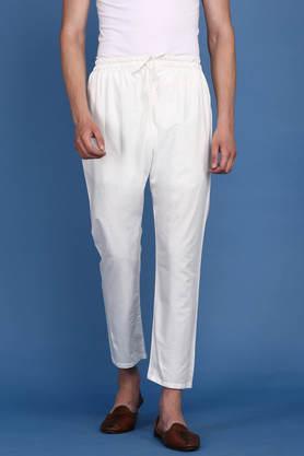 solid cotton regular fit men's pyjamas - off white