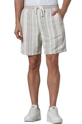 solid cotton regular fit men's shorts - multi