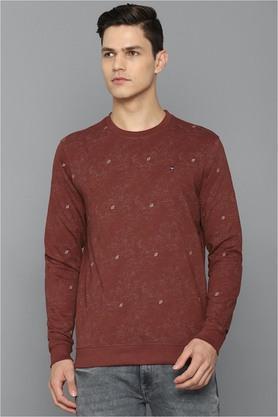 solid cotton regular fit men's sweatshirt - red