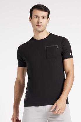 solid cotton regular fit men's t-shirt - black