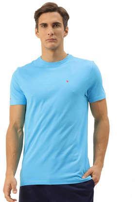 solid cotton regular fit men's t-shirt - blue