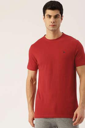 solid cotton regular fit men's t-shirt - dark_red