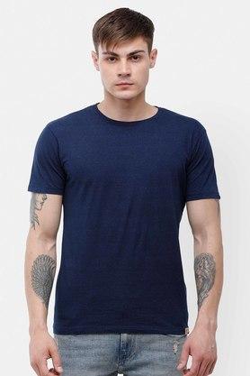 solid cotton regular fit men's t-shirt - dk indigo