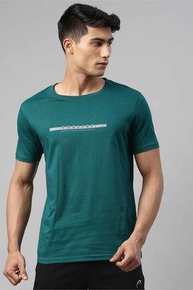 solid cotton regular fit men's t-shirt - green
