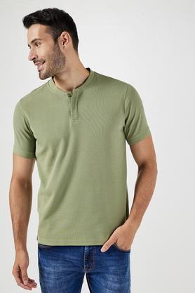solid cotton regular fit men's t-shirt - green