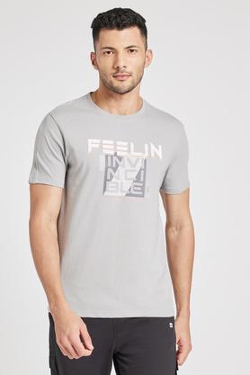 solid cotton regular fit men's t-shirt - grey