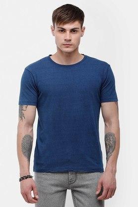 solid cotton regular fit men's t-shirt - indigo