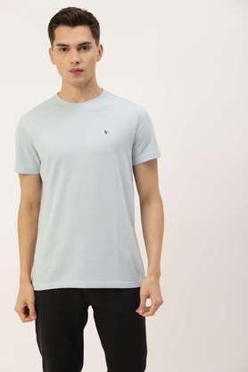 solid cotton regular fit men's t-shirt - light blue