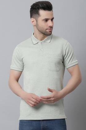 solid cotton regular fit men's t-shirt - light olive