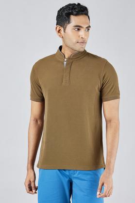 solid cotton regular fit men's t-shirt - olive