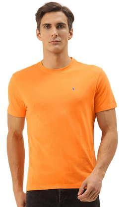 solid cotton regular fit men's t-shirt - orange