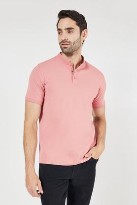 solid cotton regular fit men's t-shirt - peach