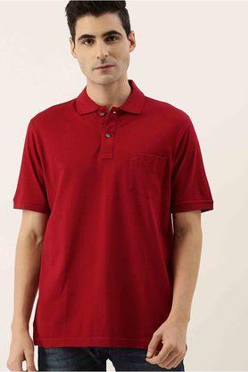 solid cotton regular fit men's t-shirt - red