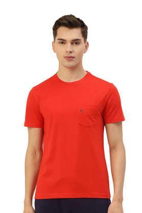 solid cotton regular fit men's t-shirt - red