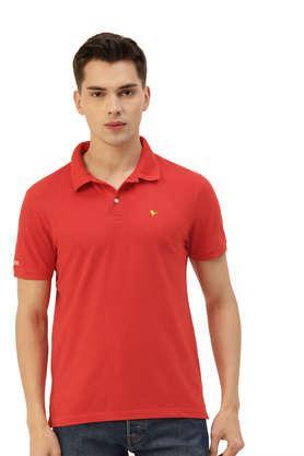 solid cotton regular fit men's t-shirt - red