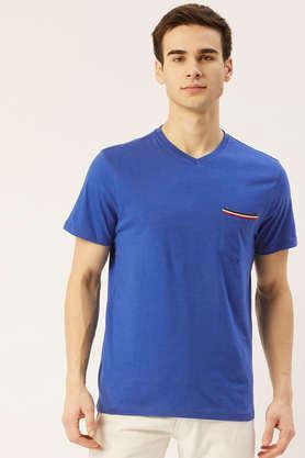 solid cotton regular fit men's t-shirt - royal blue