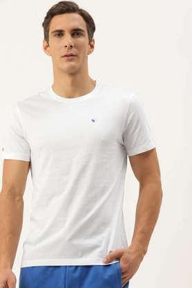 solid cotton regular fit men's t-shirt - white
