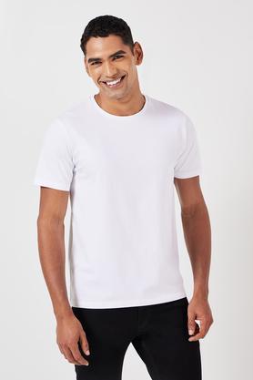 solid cotton regular fit men's t-shirt - white