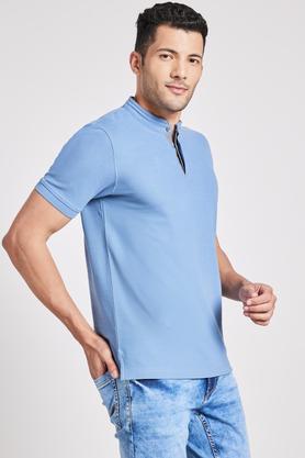 solid cotton regular fit men's t-shirts - cornet blue
