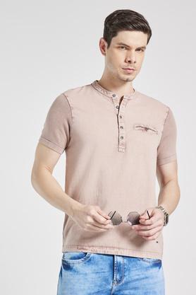 solid cotton regular fit men's t-shirts - dusty pink