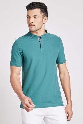solid cotton regular fit men's t-shirts - sage leaf