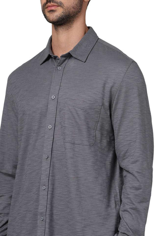 solid cotton regular fit mens casual shirt