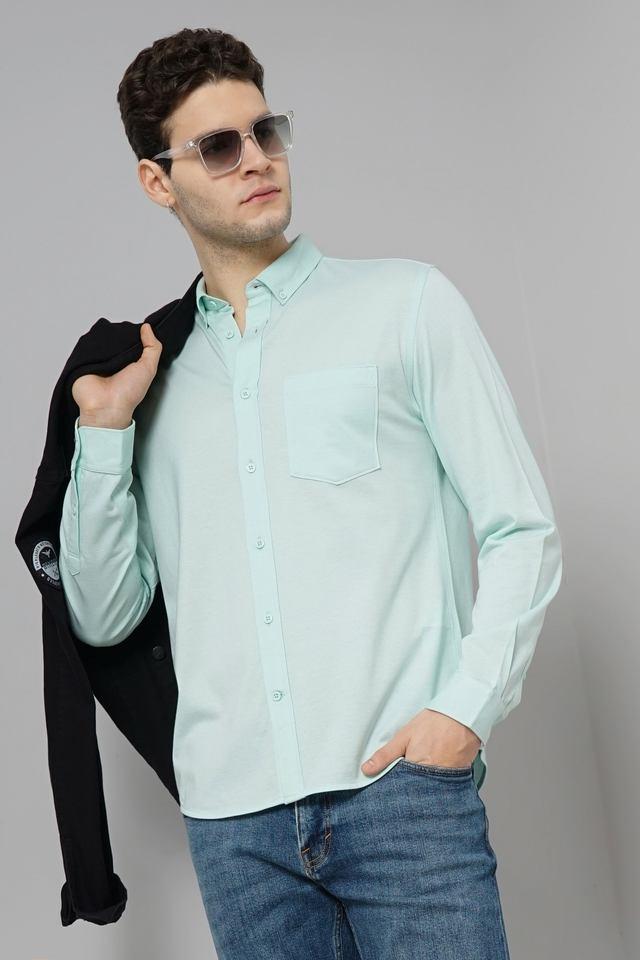 solid cotton regular fit mens casual shirt