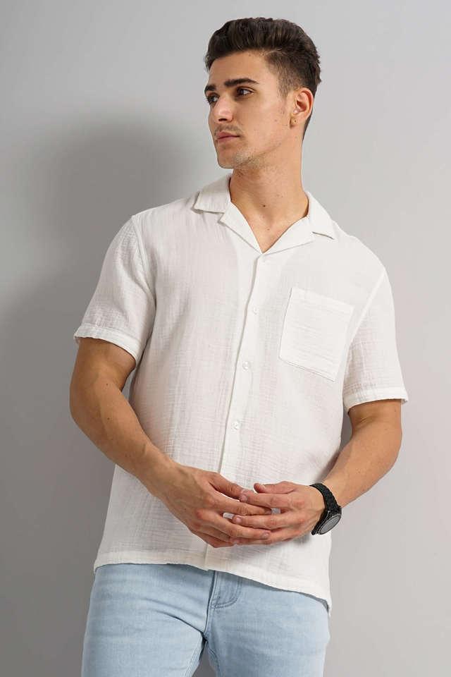 solid cotton regular fit mens casual shirt