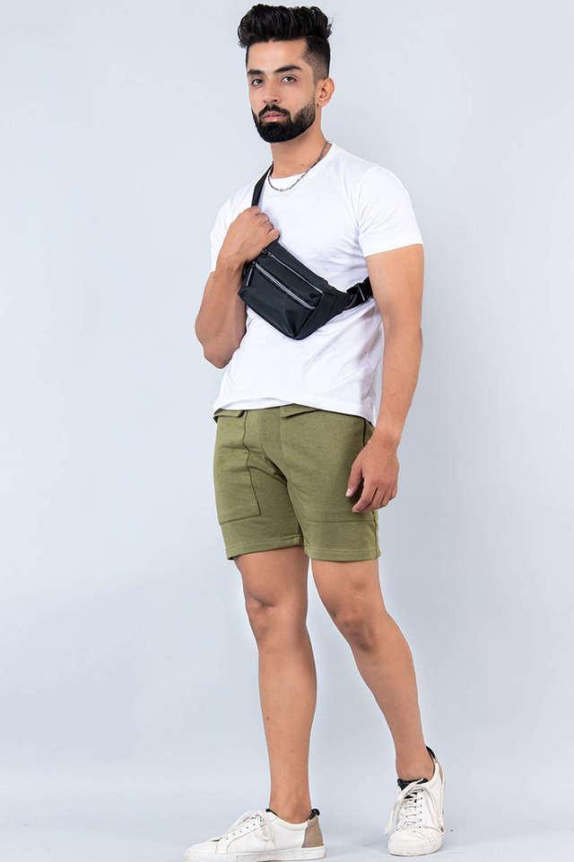 solid cotton regular fit mens casual shorts