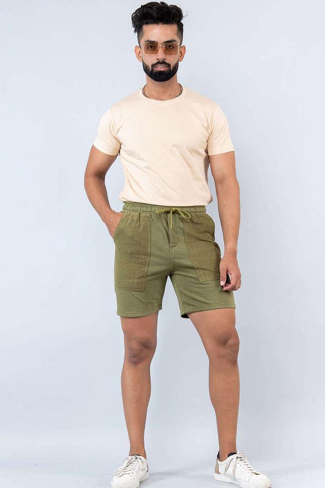 solid cotton regular fit mens casual shorts