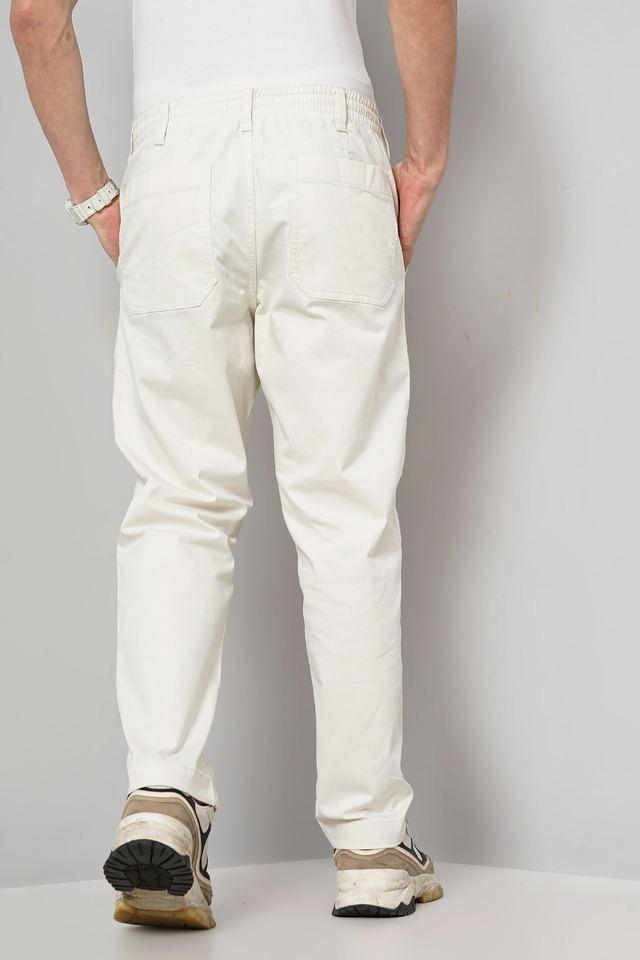 solid cotton regular fit mens casual trouser