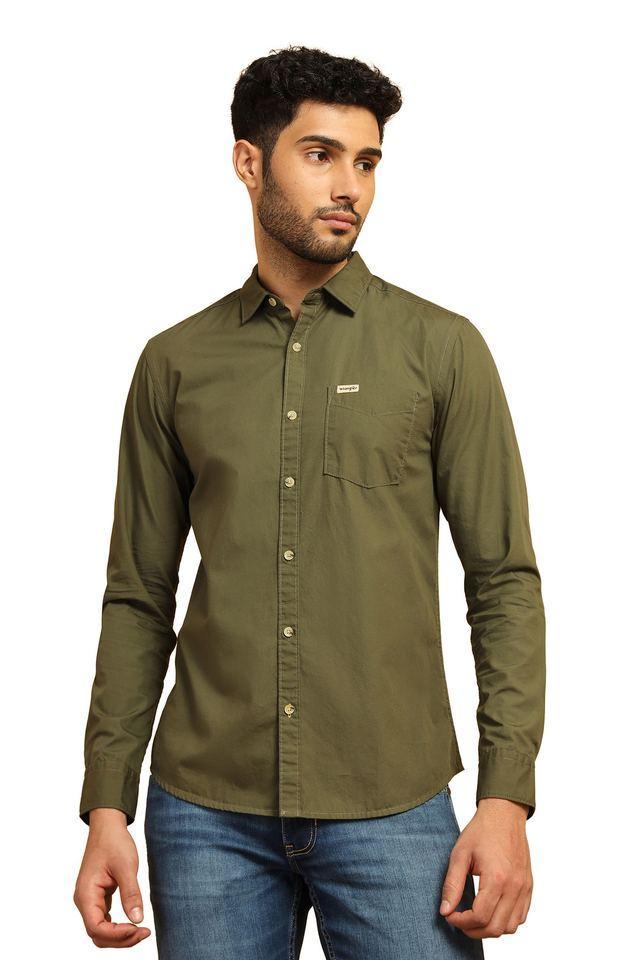 solid cotton regular fit mens casual wear shirt