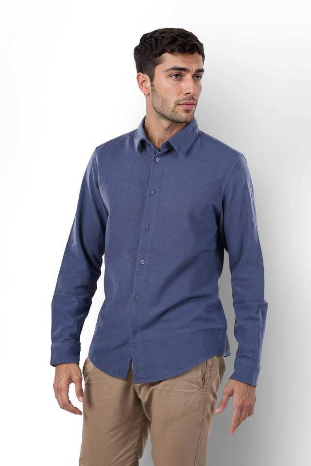 solid cotton regular fit mens casual wear shirt