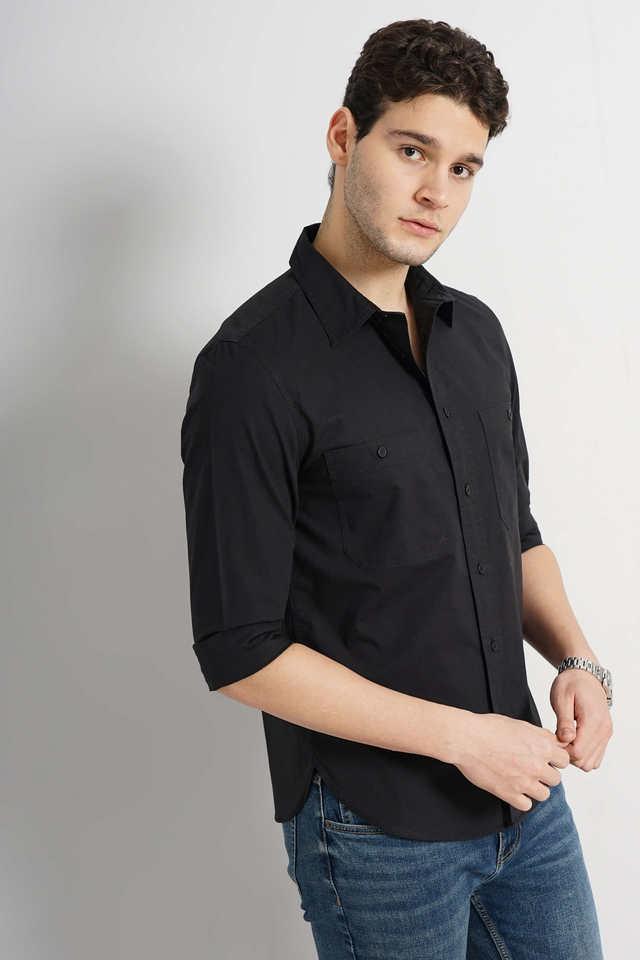 solid cotton regular fit mens casual wear shirt