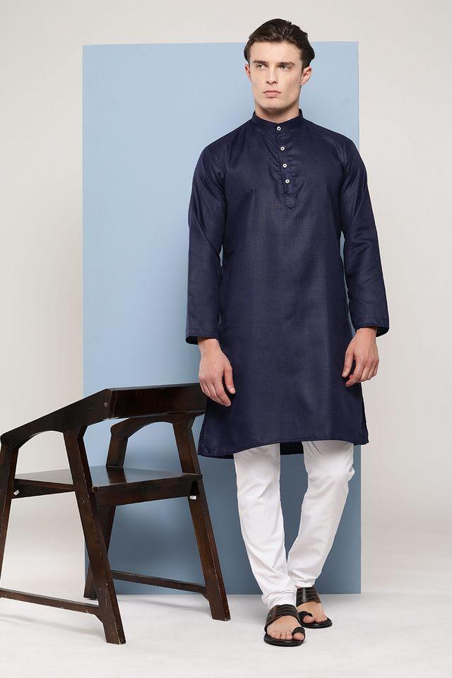 solid cotton regular fit mens festive wear kurta pyjama set