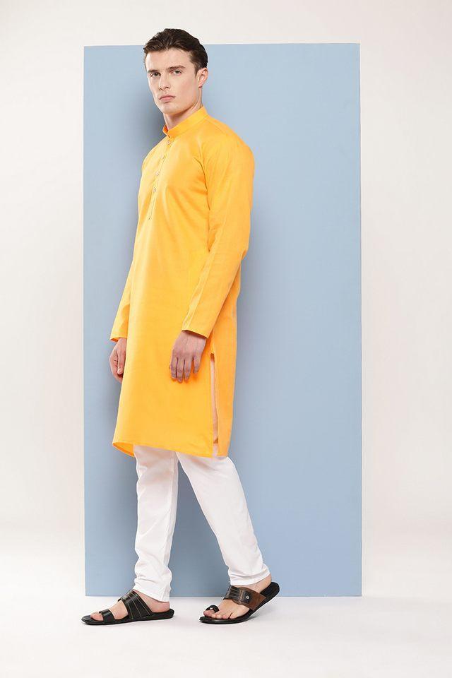 solid cotton regular fit mens festive wear kurta pyjama set