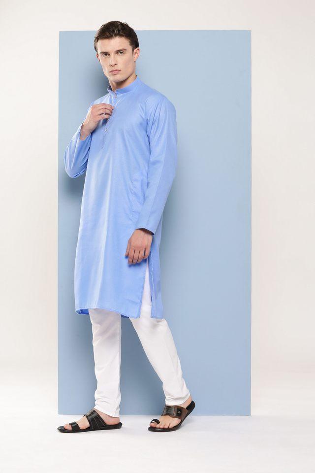 solid cotton regular fit mens festive wear kurta pyjama set