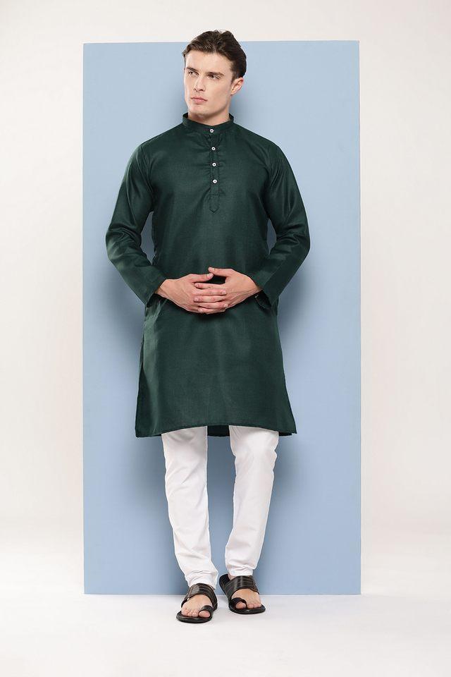 solid cotton regular fit mens festive wear kurta pyjama set