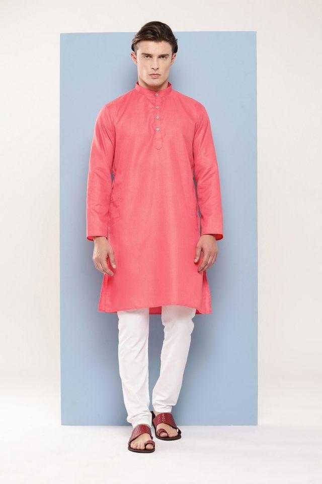 solid cotton regular fit mens festive wear kurta pyjama set