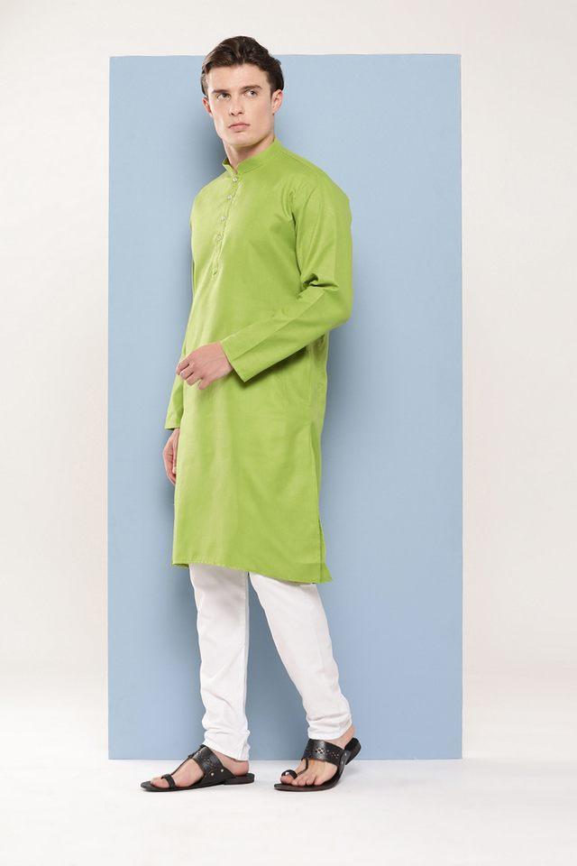 solid cotton regular fit mens festive wear kurta