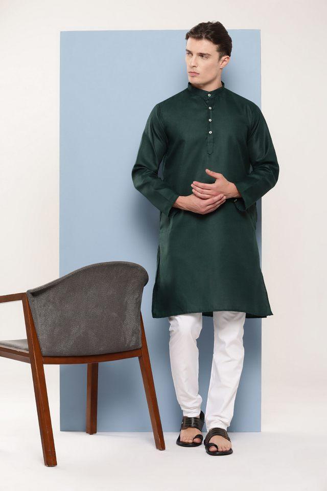 solid cotton regular fit mens festive wear kurta