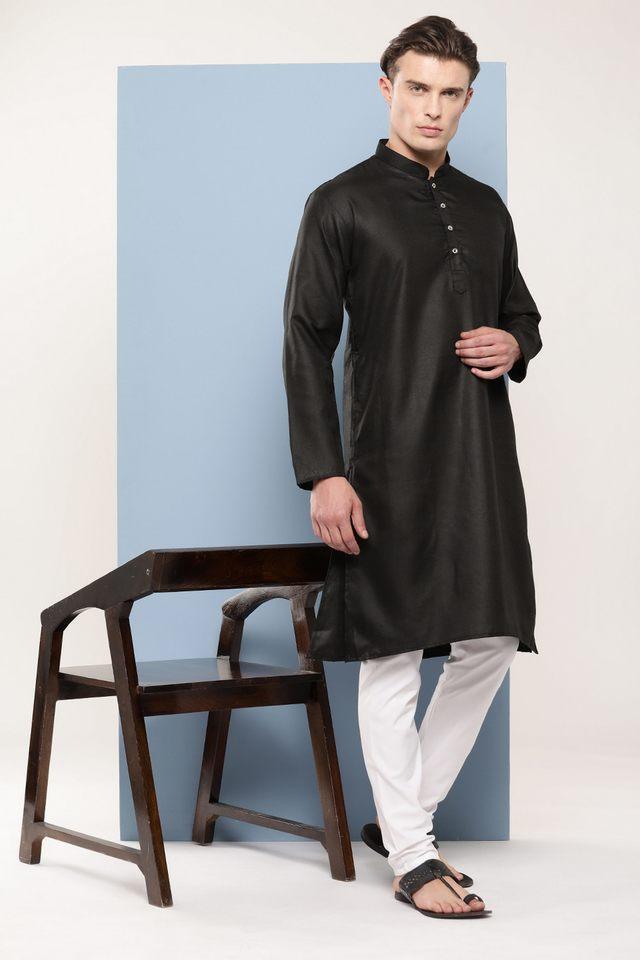 solid cotton regular fit mens festive wear kurta