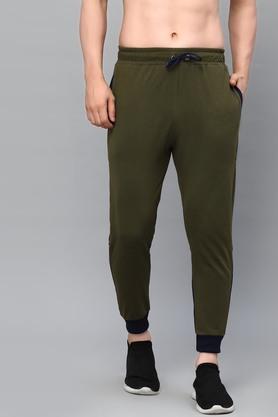 solid cotton regular fit mens jogger - green