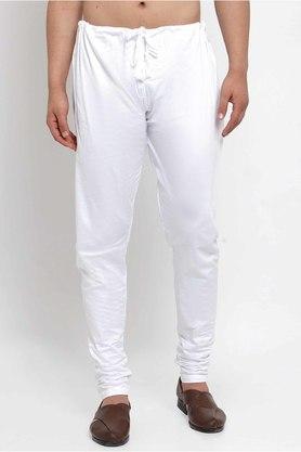solid cotton regular fit mens occasion wear pyjamas - white
