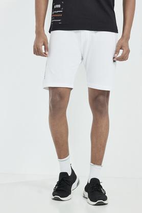 solid cotton regular fit mens shorts - white